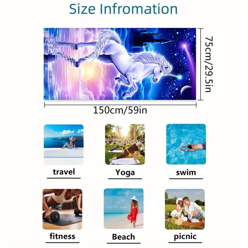Quick Dry Beach Towel for Women Horse Cartoon XL Size for Camping