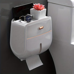 Double Layer Tissue Storage Box Wall Mounted Toilet Roll Paper Holder
