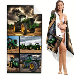 Tractor Patchwork Beach Towel Quick Drying for Vacation
