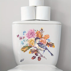 Toilet Lid Decal Bird Flower Self-adhesive Sticker Bathroom Decor