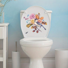 Toilet Lid Decal Bird Flower Self-adhesive Sticker Bathroom Decor