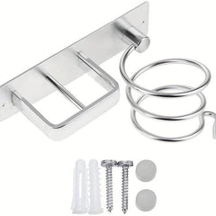 Hair Dryer Holder Wall Mounted Storage Rack Bathroom Shelf