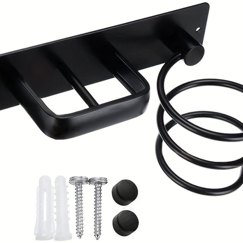 Hair Dryer Holder Wall Mounted Storage Rack Bathroom Shelf