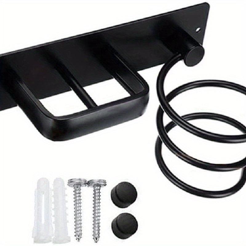 Hair Dryer Holder Wall Mounted Storage Rack Bathroom Shelf