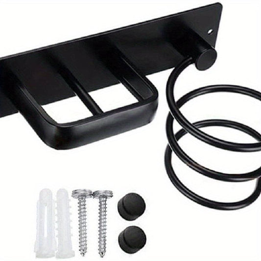 Hair Dryer Holder Wall Mounted Storage Rack Bathroom Shelf