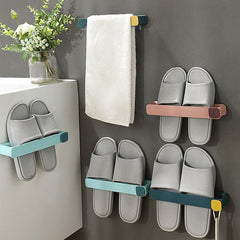 Space-Saving Wall Mount Shoe Rack for Bathroom with Towel and Slipper Holder