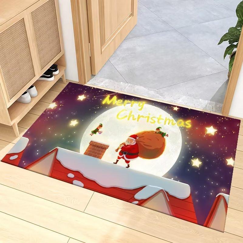 Christmas Doormat Non Slip Entry Household Decoration Carpet