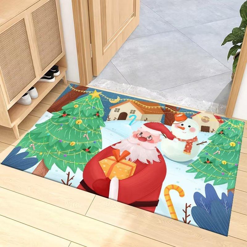 Christmas Doormat Non Slip Entry Household Decoration Carpet