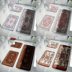 4pcs Velvet Sponge Bath Mat Set Non-Slip Bathroom Rug Comfortable Toilet U-shape