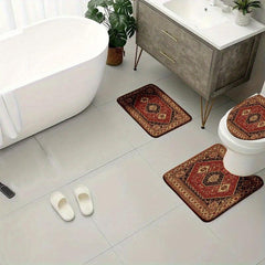 4pcs Velvet Sponge Bath Mat Set Non-Slip Bathroom Rug Comfortable Toilet U-shape
