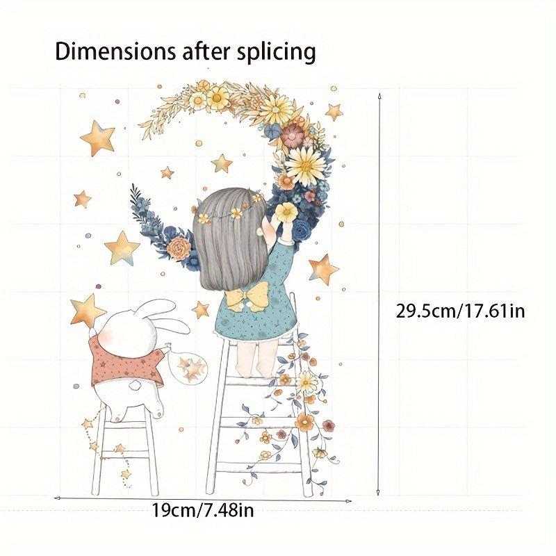 Moon Flower Girl Star Waterproof Toilet Sticker Bathroom Decoration