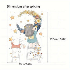 Moon Flower Girl Star Waterproof Toilet Sticker Bathroom Decoration