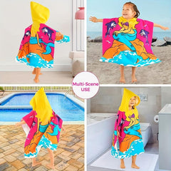 Mermaid Pattern Beach Towel 24 X 34 Hooded Poncho Rose Red Swim Towel