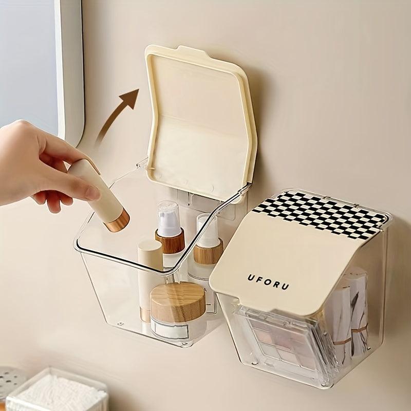 2pcs Wall Mounted Storage Box Waterproof Makeup Organizer