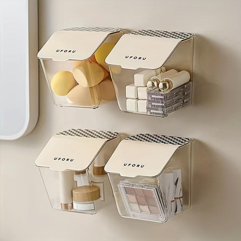 2pcs Wall Mounted Storage Box Waterproof Makeup Organizer