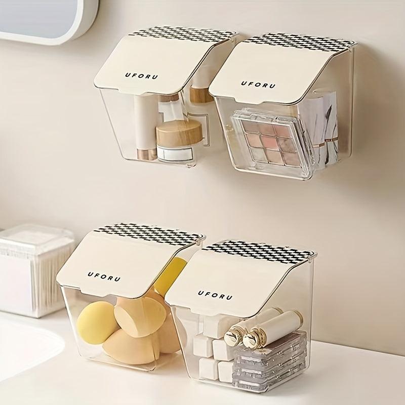 2pcs Wall Mounted Storage Box Waterproof Makeup Organizer