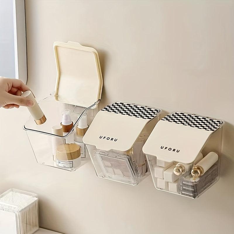 2pcs Wall Mounted Storage Box Waterproof Makeup Organizer