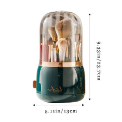 Makeup Brush Holder with Clear Lid Rotating Organizer