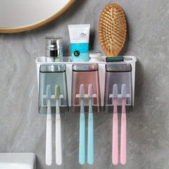 Toothbrush Holder With Gargle Cup Automatic Toothpaste Dispenser