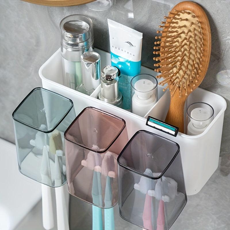 Toothbrush Holder With Gargle Cup Automatic Toothpaste Dispenser