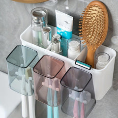 Toothbrush Holder With Gargle Cup Automatic Toothpaste Dispenser