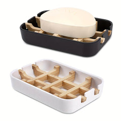 Bamboo Wooden Soap Dish Drain Soap Tray Sink Soap Holder