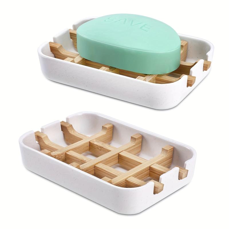 Bamboo Wooden Soap Dish Drain Soap Tray Sink Soap Holder