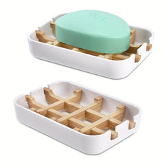 Bamboo Wooden Soap Dish Drain Soap Tray Sink Soap Holder