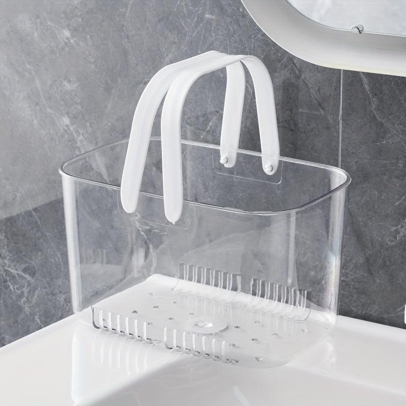 Portable Self Draining Bath Basket Clear Handle Toiletries Basket