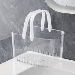 Portable Self Draining Bath Basket Clear Handle Toiletries Basket