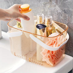 Portable Self Draining Bath Basket Clear Handle Toiletries Basket