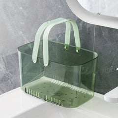 Portable Self Draining Bath Basket Clear Handle Toiletries Basket