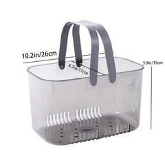Portable Self Draining Bath Basket Clear Handle Toiletries Basket