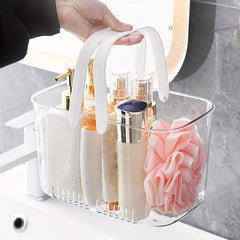 Portable Self Draining Bath Basket Clear Handle Toiletries Basket