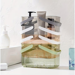 Portable Self Draining Bath Basket Clear Handle Toiletries Basket