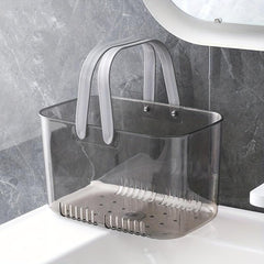 Portable Self Draining Bath Basket Clear Handle Toiletries Basket