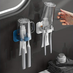 Wall Mounted Mouthwash Cup With Toothbrush Holder