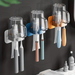 Wall Mounted Mouthwash Cup With Toothbrush Holder