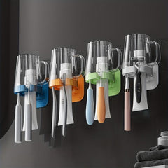Wall Mounted Mouthwash Cup With Toothbrush Holder