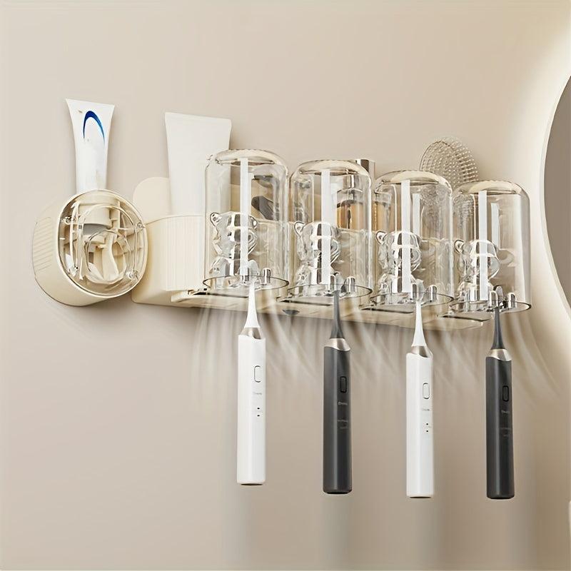 Bear Toothbrush Holder Dispenser Wall Mounted Storage Rack