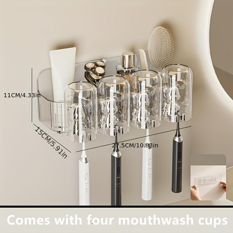 Bear Toothbrush Holder Dispenser Wall Mounted Storage Rack