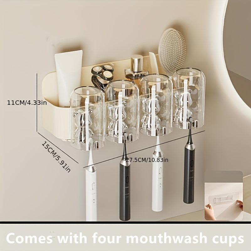 Bear Toothbrush Holder Dispenser Wall Mounted Storage Rack