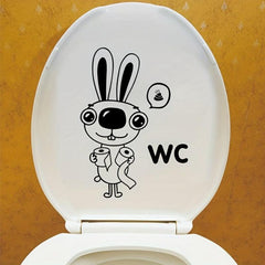 Rabbit Pattern Toilet Lid Decal Self-Adhesive Sticker Creative Bathroom Decor