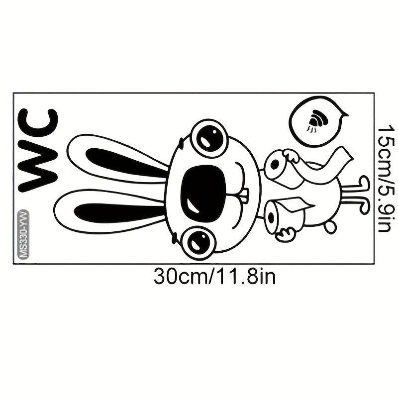 Rabbit Pattern Toilet Lid Decal Self-Adhesive Sticker Creative Bathroom Decor