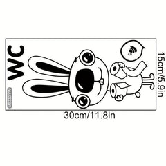 Rabbit Pattern Toilet Lid Decal Self-Adhesive Sticker Creative Bathroom Decor
