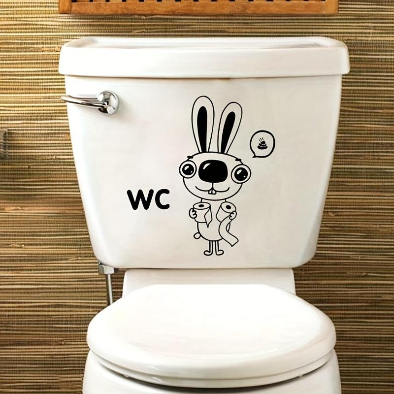 Rabbit Pattern Toilet Lid Decal Self-Adhesive Sticker Creative Bathroom Decor
