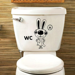Rabbit Pattern Toilet Lid Decal Self-Adhesive Sticker Creative Bathroom Decor
