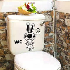 Rabbit Pattern Toilet Lid Decal Self-Adhesive Sticker Creative Bathroom Decor