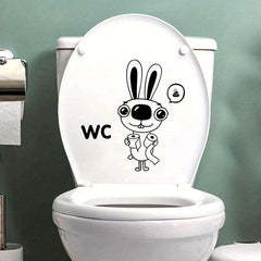 Rabbit Pattern Toilet Lid Decal Self-Adhesive Sticker Creative Bathroom Decor