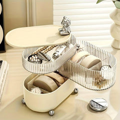 Makeup Storage Box Rotating Dustproof Organizer for Cosmetic Pads Lipstick